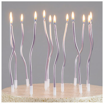 Свечи для торта Свечи Волна сиреневые с подст 13см 12шт