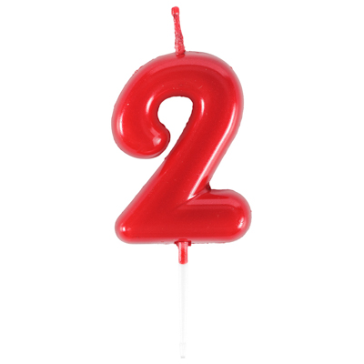 Свечи-цифры Свеча -цифра "2" Красная 4,5см