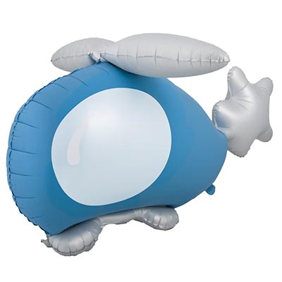 Шарики из фольги Шар фигура Вертолет голубой 3D