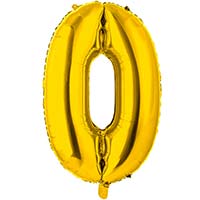 Шар цифра "0", 66см Gold