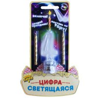 Неон бар Цифра LED&quot;4&quot;д/торта и праздн стола+2свеч 1501-3716