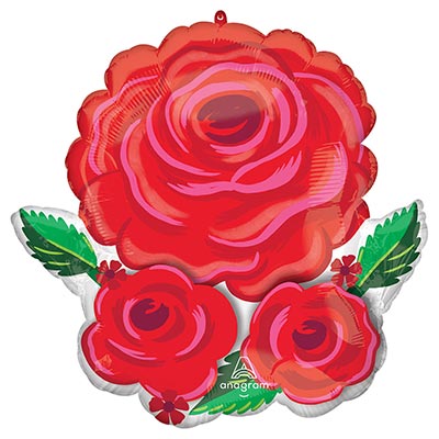 Цветы Любимым Шар фигура Розы, алое сияние сатин 1207-6736
