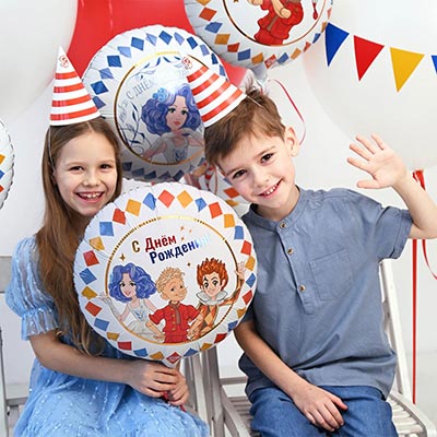 Шарики из фольги Шар круг 45см ДР Буратино в компании