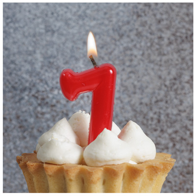 Свечи-цифры Свеча -цифра "7" Красная 4,5см