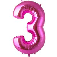 Шар цифра "3", 101см Pink