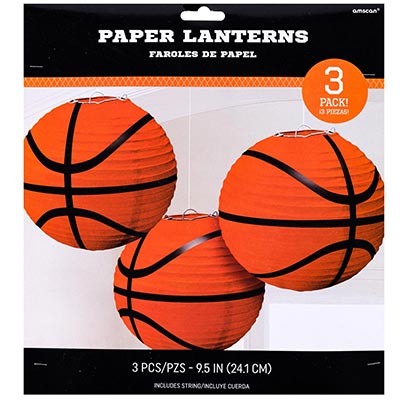 Декорации подвески Фонарики бумажные Баскетбольный Мяч, 3шт