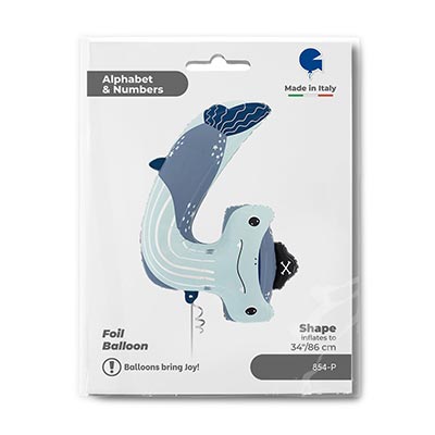 Шарики из фольги Шар цифра 4 Акула Молот Пират, 97см