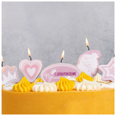 Свечи для торта Свечи для торта на пиках Принцесса, 5 шт