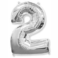Шарик цифра "2", Silver 82см
