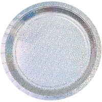 Тарелки серебряные голография 23см 6шт