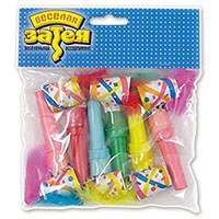 Многоцветное Ассорти Язык-гудок с пером 6шт 1501-0378