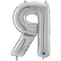 Шар буква "Я" или "R", 66см Silver