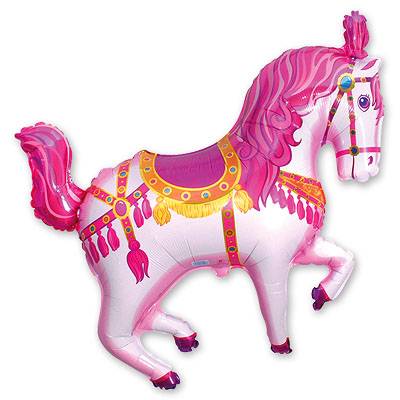 Шарики из фольги Шар фигура Лошадь цирковая розовая