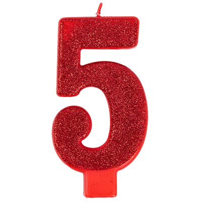 Свеча цифра "5" Гигант Глиттер, 13 см