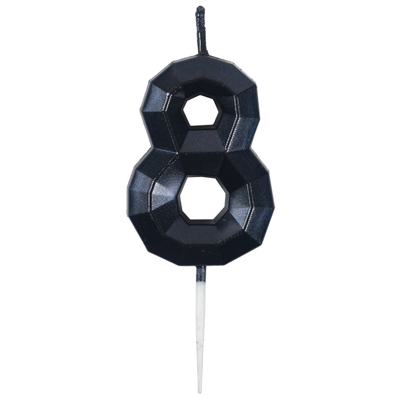 Черная Свеча -цифра "8" Диамант черная 4,5см 1502-6862