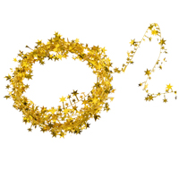 Новый год Мишура золотая гибкая Звездочки 7,5м 1501-7032
