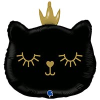 Шар фигура Кошечка в короне чёрная