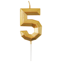 Золотая Свеча -цифра &quot;5&quot; Диамант Золото 4,5см 1502-6713