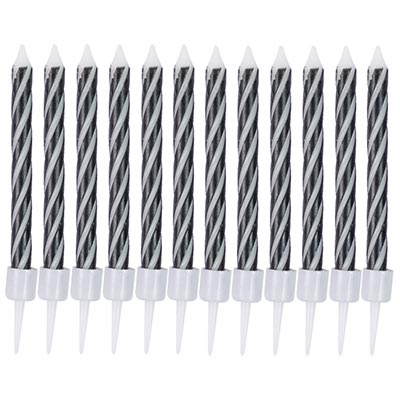 Черная Свечи Спирали с подст Черные 6см 12шт 1502-6789