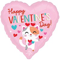 Валентинов День Шар сердце 45см День Валентина котик 1202-4090