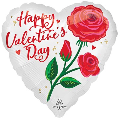 Валентинов День Шар сердце 45см HVD Роза сияние сатин 1202-4381
