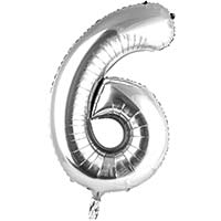 Шар цифра "6", 101см Silver