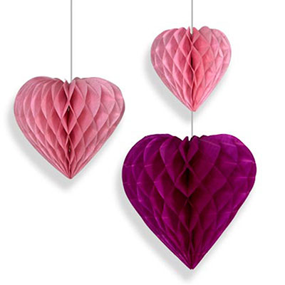 Фигура Сердце розовое 15-20-25см, 3 шт
