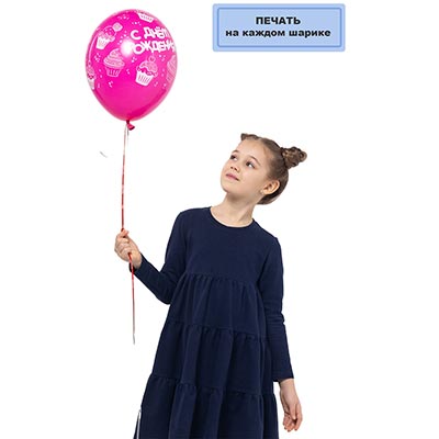 Шарики из латекса Шары с рисунком 36см С ДРождения Кексы