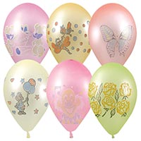 Шар 25см неон с рисунком ассорти