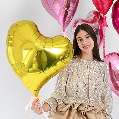 Шарики из фольги Шар Сердце изгиб 55см Metallic Gold