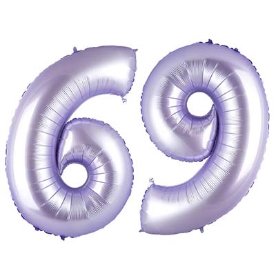 Шарики из фольги Шар цифра "6 или 9", 102см Сатин Lilac
