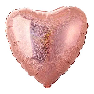 Шарики из фольги Шар голографическ. Сердце 45см Rose Gold