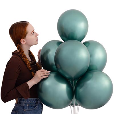 Шарики из латекса Шары 30см хром зеленые Весёлая Затея