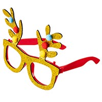 Новый год Очки Рога оленя с шариками блеск/G 1501-6721