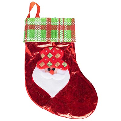 Декорации подвески Носок для подарка Санта текстильный