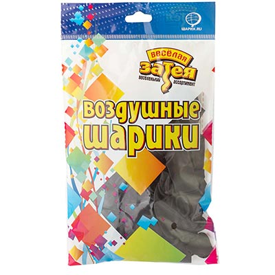 Шарики из латекса Шары 30см хром черные Весёлая Затея