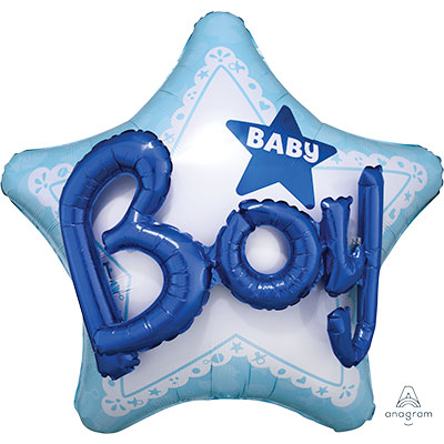 Шар ДЖАМБО Baby Boy звезда голубая