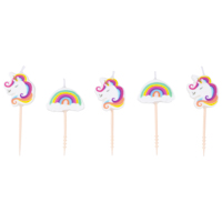 Свечи для торта на пиках Единорог Радуга