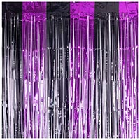 Вечеринка Хэллоуин Занавес фольгир черный/фиолетовый 1х2м/G 1501-6590