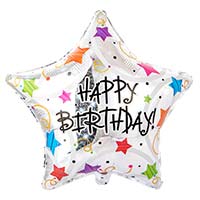 Шар 45см HBirthday Звезды разноцветные
