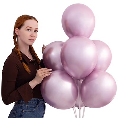 Шарики из латекса Шары 30см хром светло-розовые В. Затея
