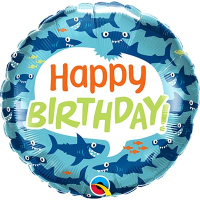 Шарики из фольги Шарик 45см Happy Birthday Акулы