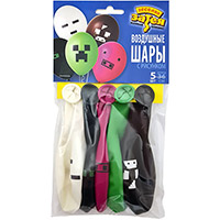 Шарики с рисунком Пиксели 36см, 5шт