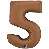 Цифры и числа Шар цифра &quot;5&quot; Сатин Шоколад 102см 1207-6283