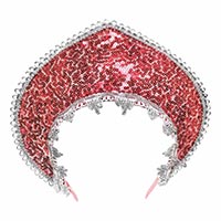  Кокошник-Ободок пайетки красный блеск 1501-7102