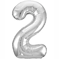 Шар цифра "2", 101см Металлик Silver