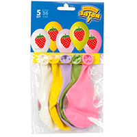 Гавайская вечеринка Шарики Клубника 3х цветная 36см, 5шт 1111-0935