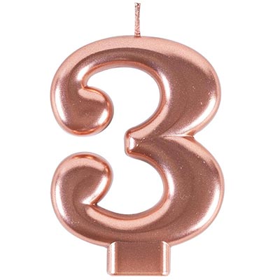 Свечи-цифры Свеча -цифра "3" Розовое золото, 8 см