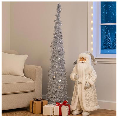 Декорации Ёлка из мишуры складная серебро 1,5м