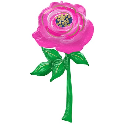 Шарики из фольги Шар фигура Цветок Роза розовая